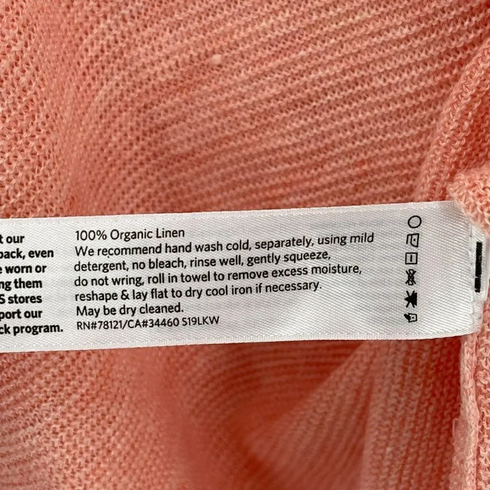 Eileen Fisher Organic Linen Melange Round Neck Short Sleeve Top Peach Women LG‎ - Picture 7 of 7